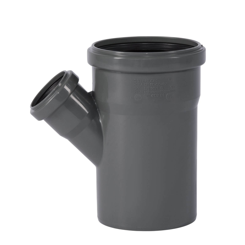 HT Safe Abflussrohr Einfachabzweig 45°