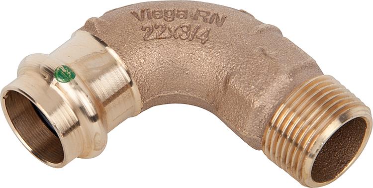 [CU] Kupfer-Pressfitting Übergangsbogen 90° mit AG /